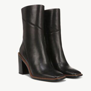 NIB Franco Sarto Stevie Black Leather Square Toe Boot, sz 10